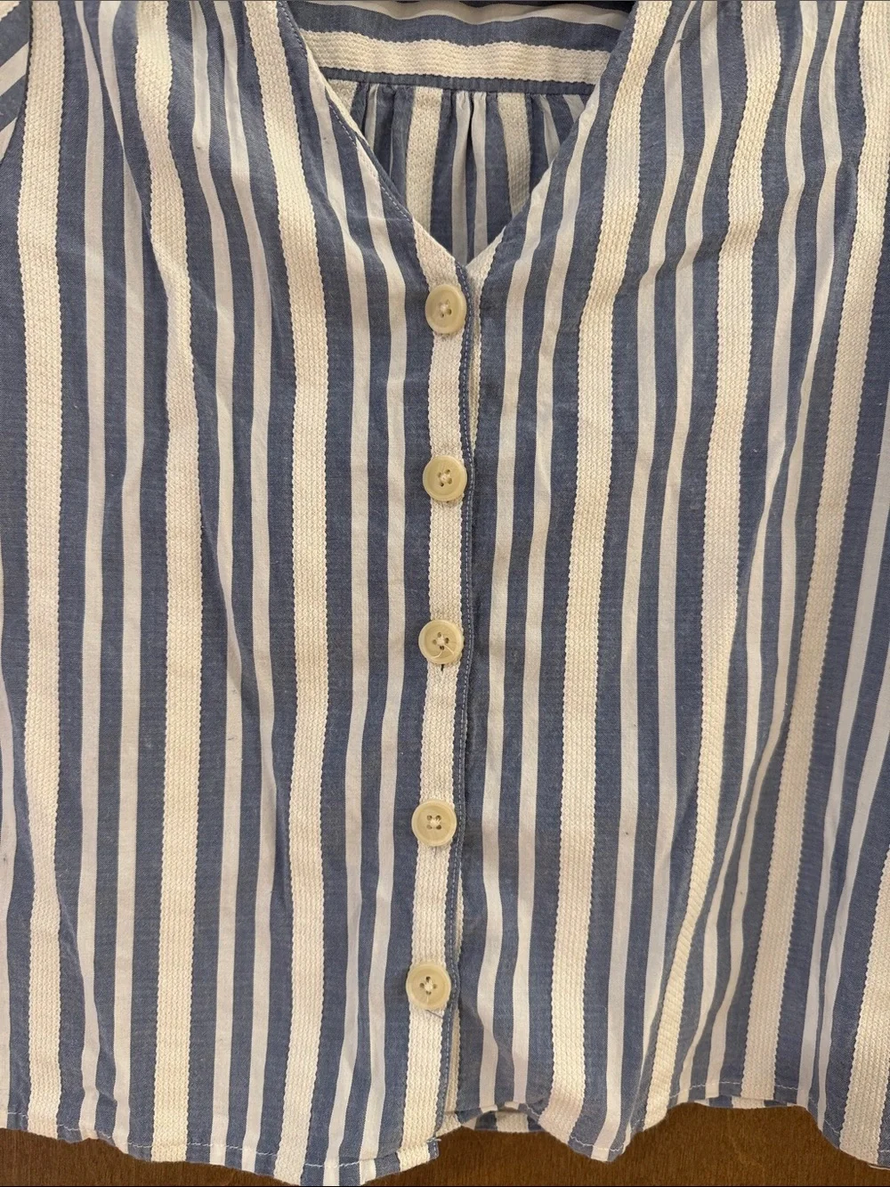 Madewell Blue & White Vertical Stripe Button-Down Blouse